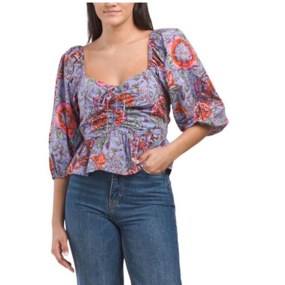 Cleobella Purple and Red Floral Blouse